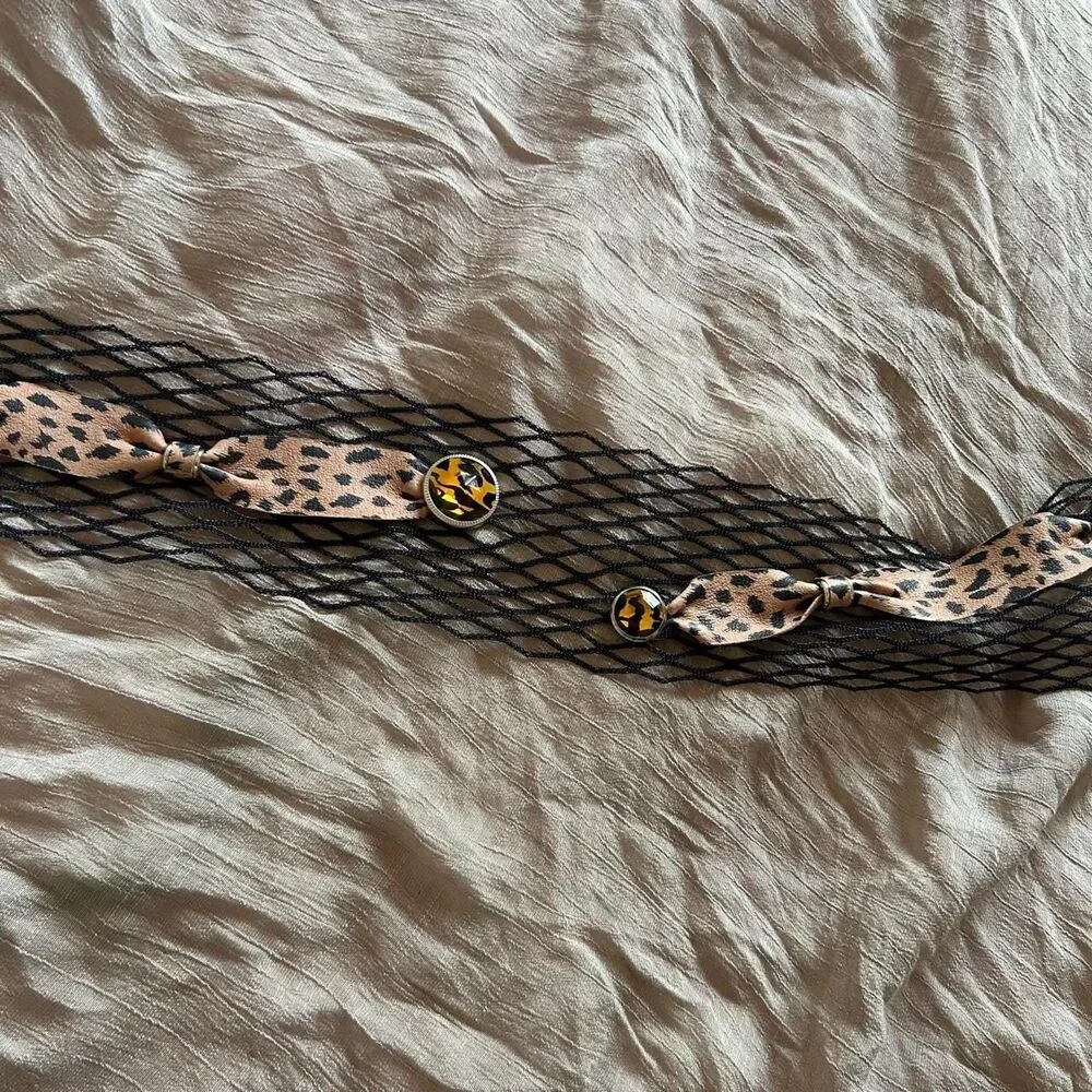 Vintage Les Sacs de Léo Rexx Leopard Fishnet Statement Belt
